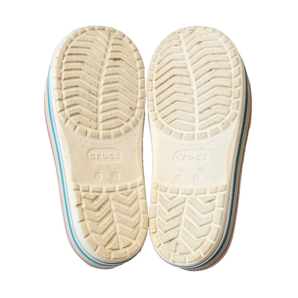 Crocs Crocband III White Rainbow Mid-Block Platform Slip-on Sandals Womens 9 - Picture 6 of 7